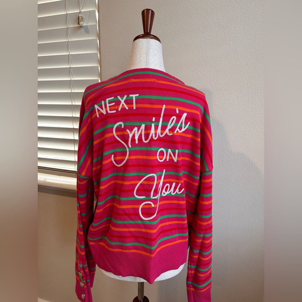NWT Kerri Rosenthal Colorful Striped Next Smile’s On You Sweater - Size Medium